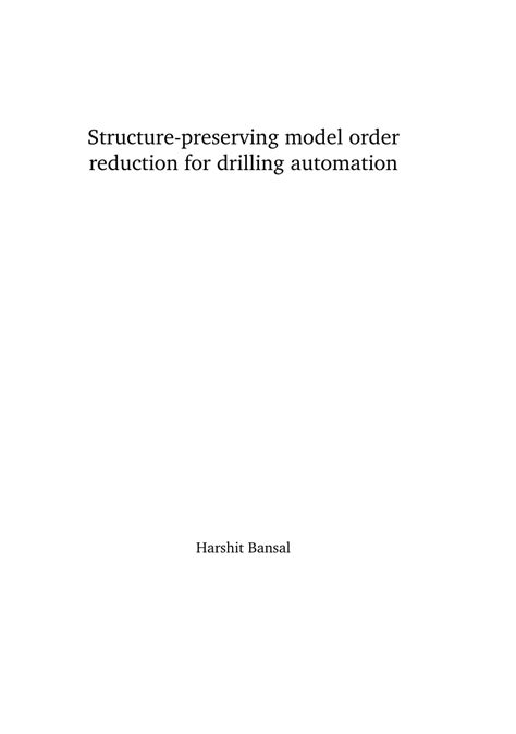 Pdf Structure Preserving Model Order Reduction For Drilling Automation