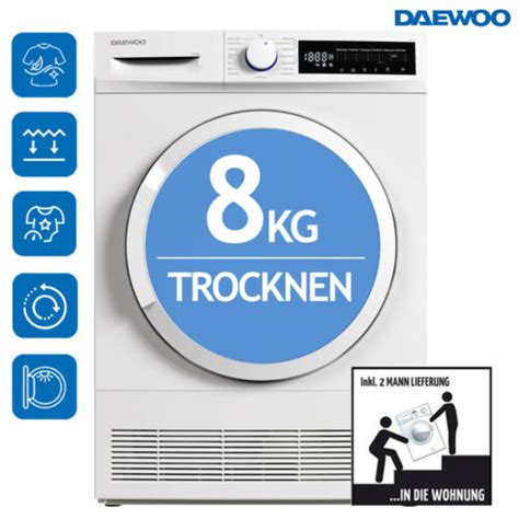 Trockner Kondenstrockner Wäschetrockner 8kg 15 Programme Daewoo