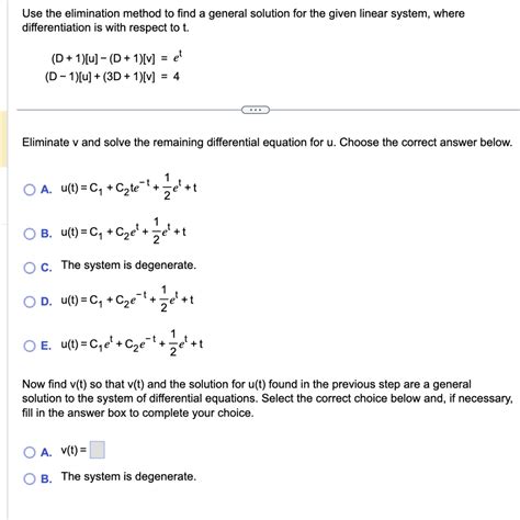 Solved Use The Elimination Method To Find A General Solution Chegg