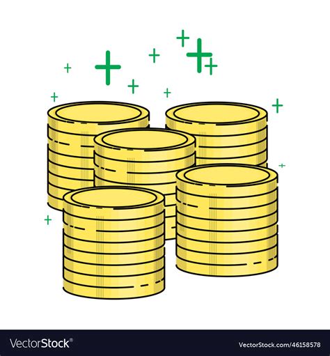 A collection of gold coins with simple design Vector Image