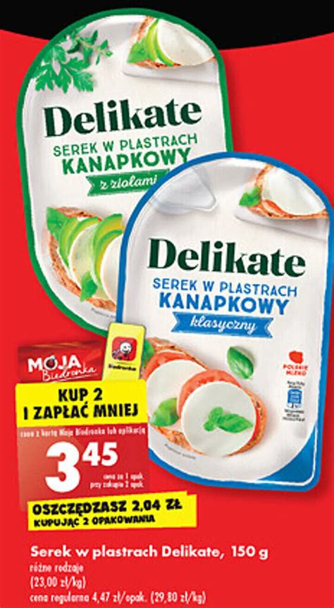 Promocja Delikate Serek W Plastrach 150g Biedronka