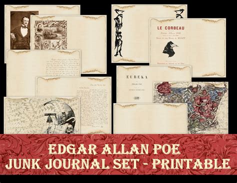 Edgar Allan Poe Gothic Journal Pages, Junk Journal PRINTABLE, Goth ...