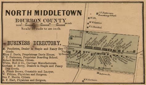 North Middletown Bourbon County Kentucky 1861 Old Town Map Custom Print Bourbon Fayette