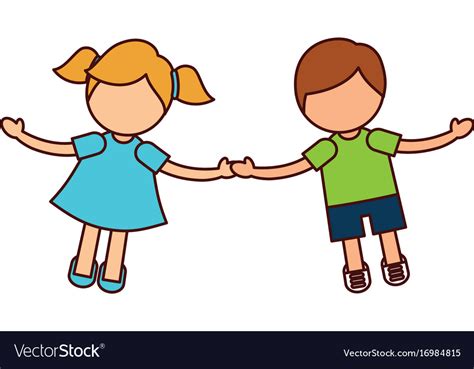 Cartoon Kids Holding Hands Clip Art