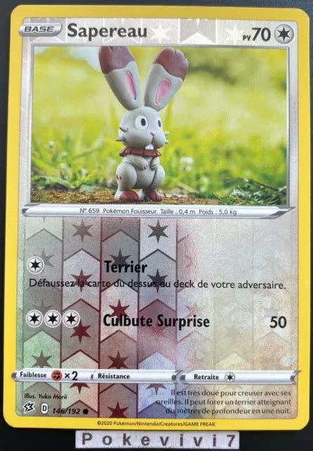 CARTE POKEMON SAPEREAU 146 192 REVERSE Epée et Bouclier 2 EB02 FR NEUF