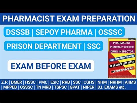 PHARMACIST EXAM PREPARATION SEPOY PHARMA DSSSB OSSSC PRISON