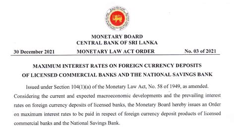 Sri Lanka Central Bank Controls Dollar Deposit Rates Amid Currency