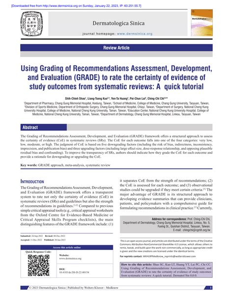 Pdf Using Grading Of Recommendations Assessment Development And Evaluation Grade To Rate