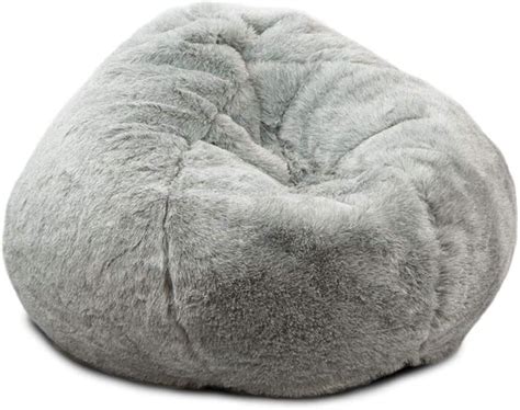 Rucomfy Beanbags Hygge Soft Faux Fur Fluffy Pebble Grey Bean Bag Uk Kitchen And Home