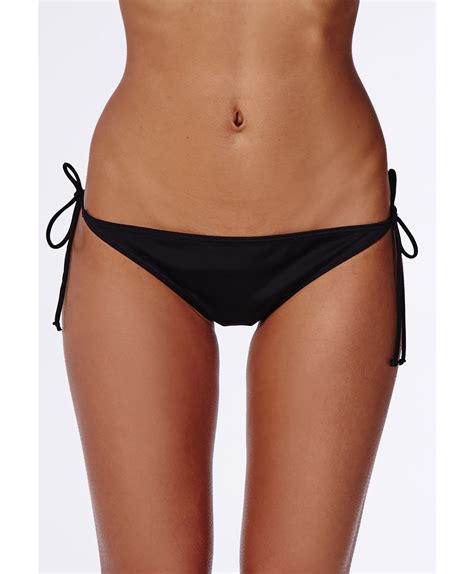 Missguided Tie Side Bikini Bottoms Black Lyst