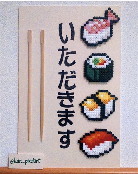 Sushi Perler Bead Card Diy Perler Bead Crafts Easy Perler Beads