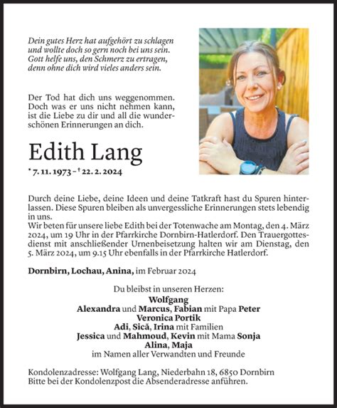 Gedenkkerzen Von Edith Lang Todesanzeigen Vorarlberger Nachrichten