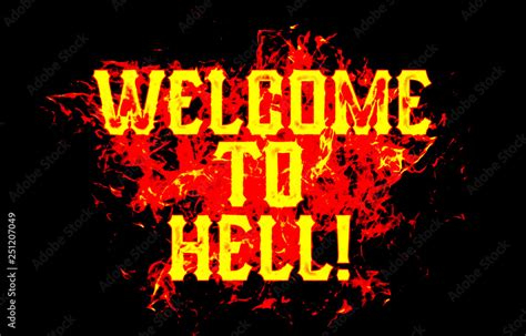 ภาพประกอบสต็อก Welcome To Hell Word Text Logo Fire Flames Design With A