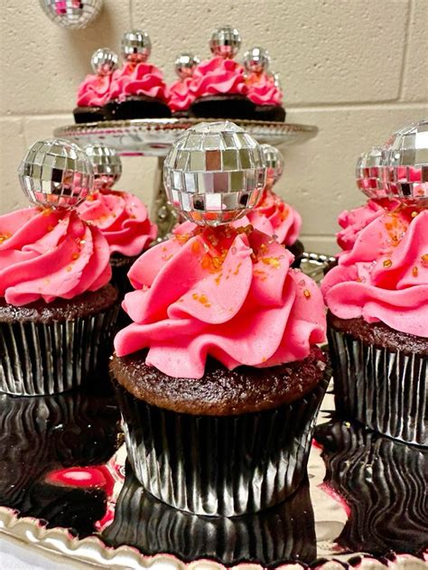 Pink Disco Ball Cupcakes In 2024 Birthday Cupcakes Disco Birthday Party Girl Birthday Cupcakes