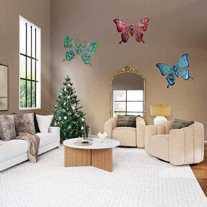 HONGLAND Metal Butterfly Wall Decor Indoor Outdoor Wall Art Metal Glass ...