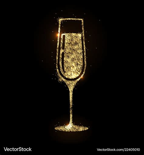 Champagne Glass Icon Golden Sparkle Champagne Vector Image