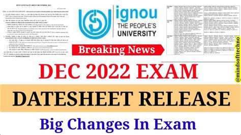 Breaking News IGNOU Dec 2022 EXAM Datesheet Release Big Changes In