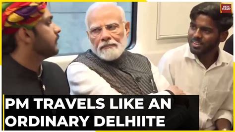 Pm Narendra Modi Travels In Metro To Attend Delhi University Event Watch Youtube