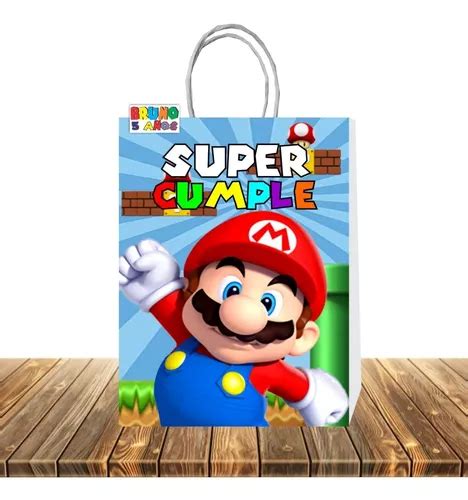 Bolsas Personalizadas Super Mario Bross Cumple Etiqueta Cuotas Sin