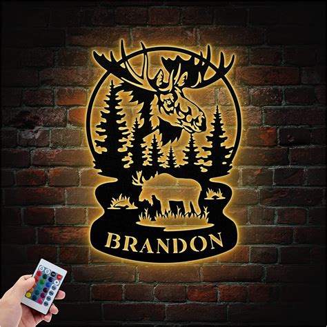 Personalized Moose Metal Art Wall Decor Custom Wildlife Moose Etsy