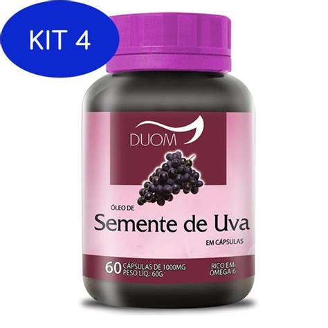 Kit 4 Óleo De Semente De Uva 60 Cápsulas 1000Mg Duom Óleos