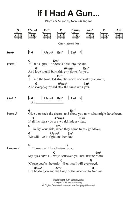 If I Had A Gun By Noel Gallagher S High Flying Birds Guitar Chords