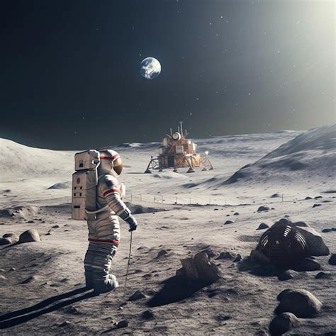 Premium AI Image | Astronaut walking on the moon outer space wallpaper ...