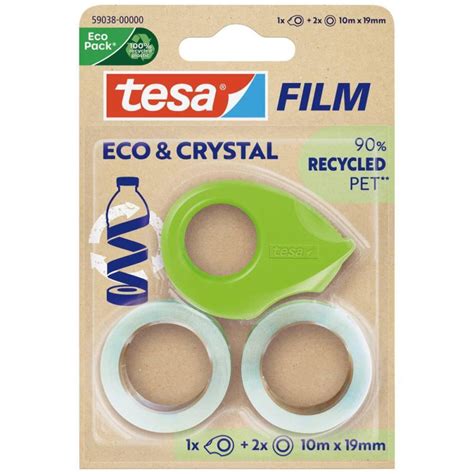 BLÍSTER 2 CINTAS ADHESIVA TESA FILM ECO CRYSTAL 10mx19mm DISPENSADOR