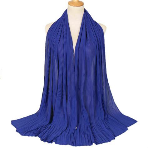 Women Chiffon Pleated Scarf Crinkled Hijab Wrinkle Shawl Style Us