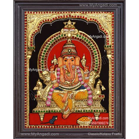 Ganesha D Embossed Tanjore Painting Ganesha D Tanjore Paintings