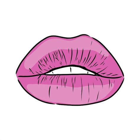 Premium Vector Sexy Plump Lips Kiss Pink Watercolor And Line Art Hand