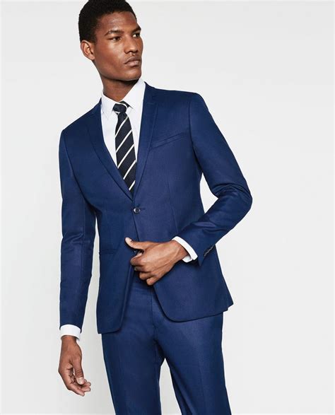 Image 2 Of Basic Deep Blue Suit From Zara Winter Outfits Men Blazers