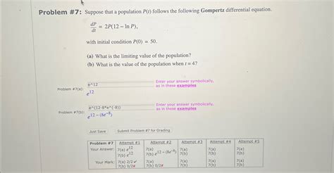 Solved Problem 7 Suppose That A Population P T ﻿follows