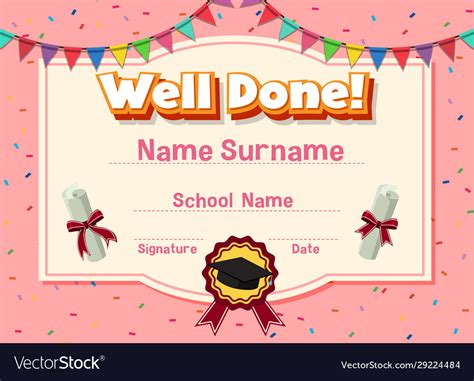 Certificate template for well done with flags in Vector Image