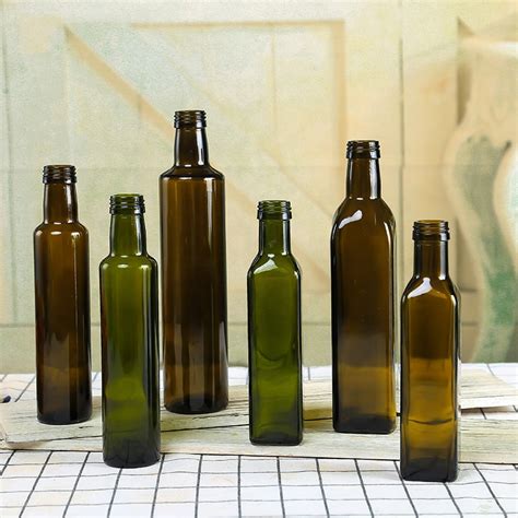 China Dark Green Clear Empty 100ml 250ml 500ml 750ml 1000ml Olive Oil Glass Bottle Round Shape