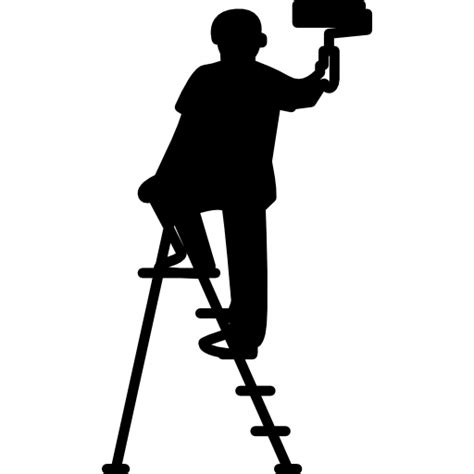 Free Icon Male Painter With Roller And Ladder