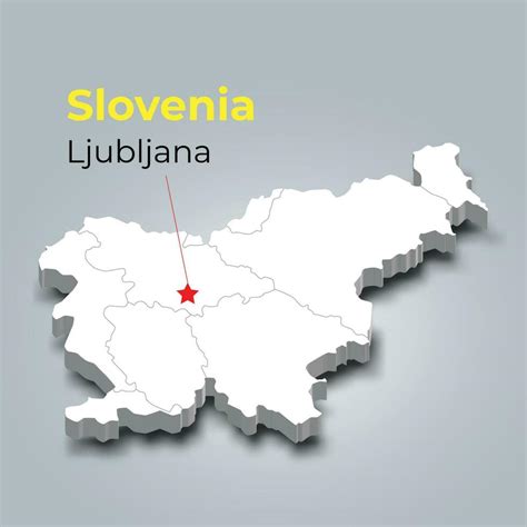 Slovenia 3d map with borders of regions and its capital 36124881 Vector ...