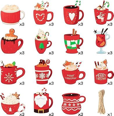 Amazon BBTO Pieces Christmas Hot Cocoa Wood Ornaments With Rope