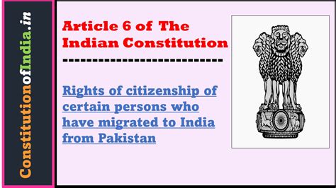 Article 6 Of Indian Constitution