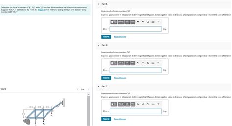 Solved Determine The Force In Members Ce Fe And Cd And