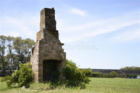 Old Fireplace In Paddock Left Standing As A Solitary Stock Photo