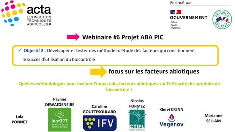 WEBINAIRE ABA PIC Évaluer limpact des facteurs abiotiques sur les