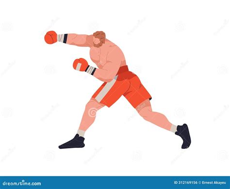 Fighter With Boxing Gloves Design Element For Sports Emblem Muscular