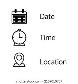 Date Time Address Place Icons Symbol Stock Vector Royalty Free