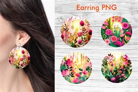 Round Earring Flower Earring Design Graphic By Svetlanakrasdesign