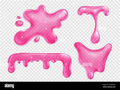 Pink Slime Jelly Stain Liquid Dripping Sauce Or Glue Realistic Vector Isolated Illustration On