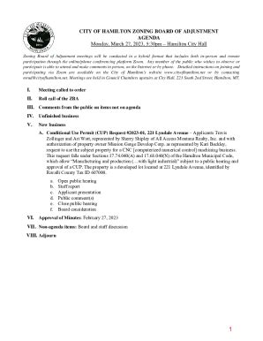 Fillable Online City Of Hamilton Zoning Board Of Adjustment Fax