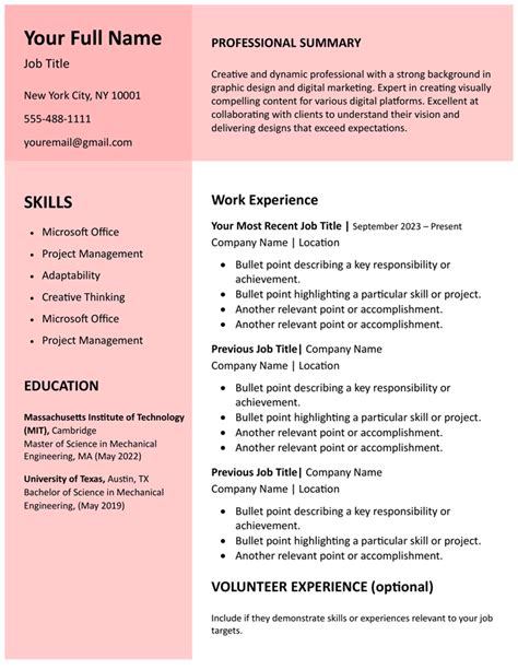 Free Resume Templates For Word Easy To Download And Customize