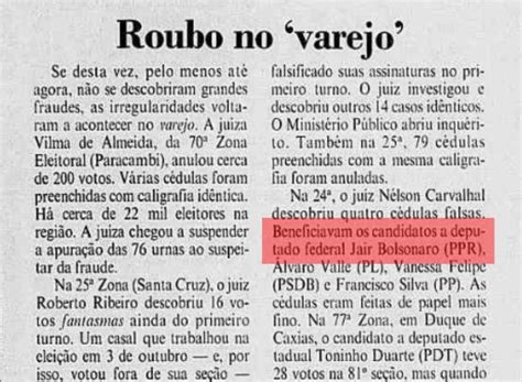 O nome de Jair Bolsonaro está relacionado à fraude eleitoral constatada