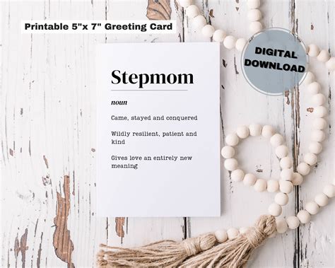 Printable Mothers Day Card Stepmom Definition Card For Stepmom For